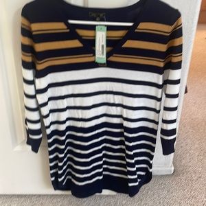 Letty & Me Dallin Striped 3Q sleeve pullover M